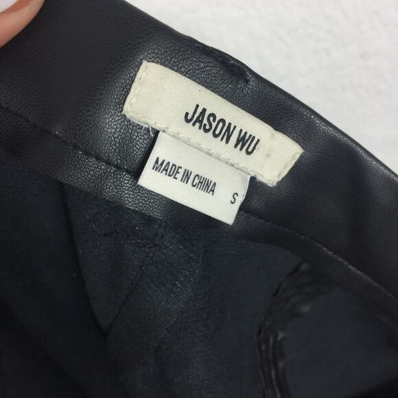 Jason Wu Black Vegan Leather Split Hem Trouser Pants Small - Picture 5 of 16